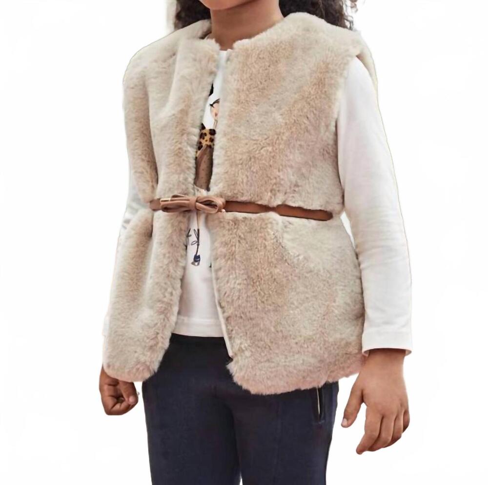NEW MAYORAL girls tapioca fur vest in beige